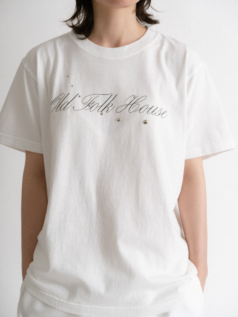 Script T-shirt White - OLD FOLK HOUSE Official Website