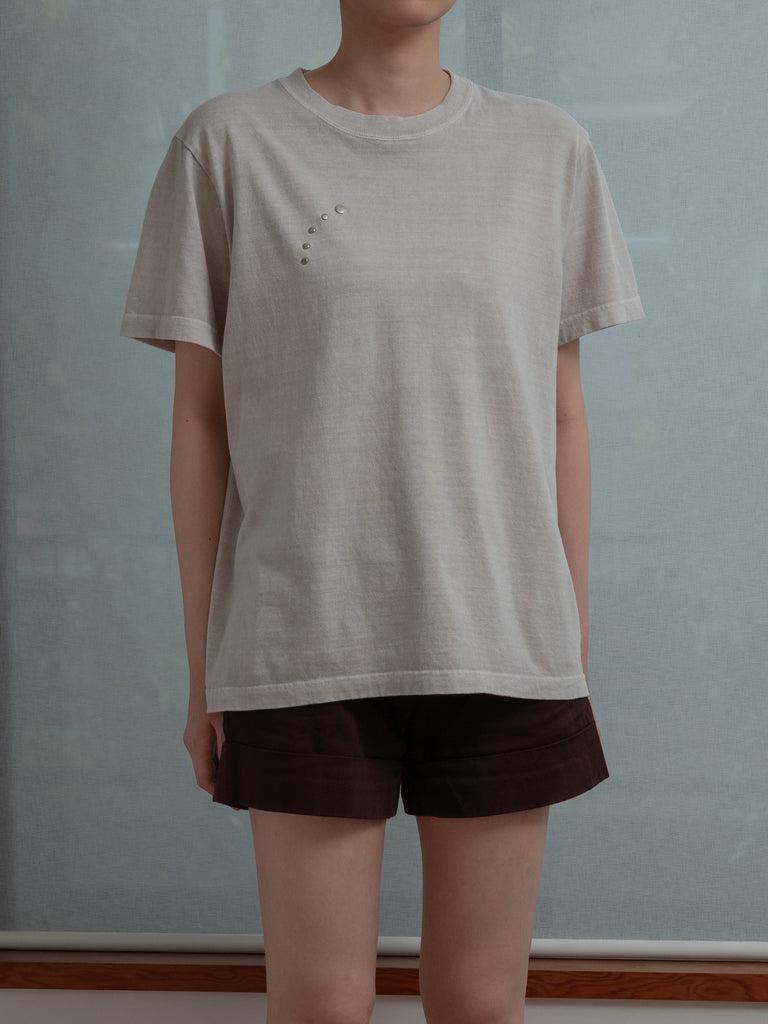 OLD FOLK HOUSE グレー スタッズ Tシャツ