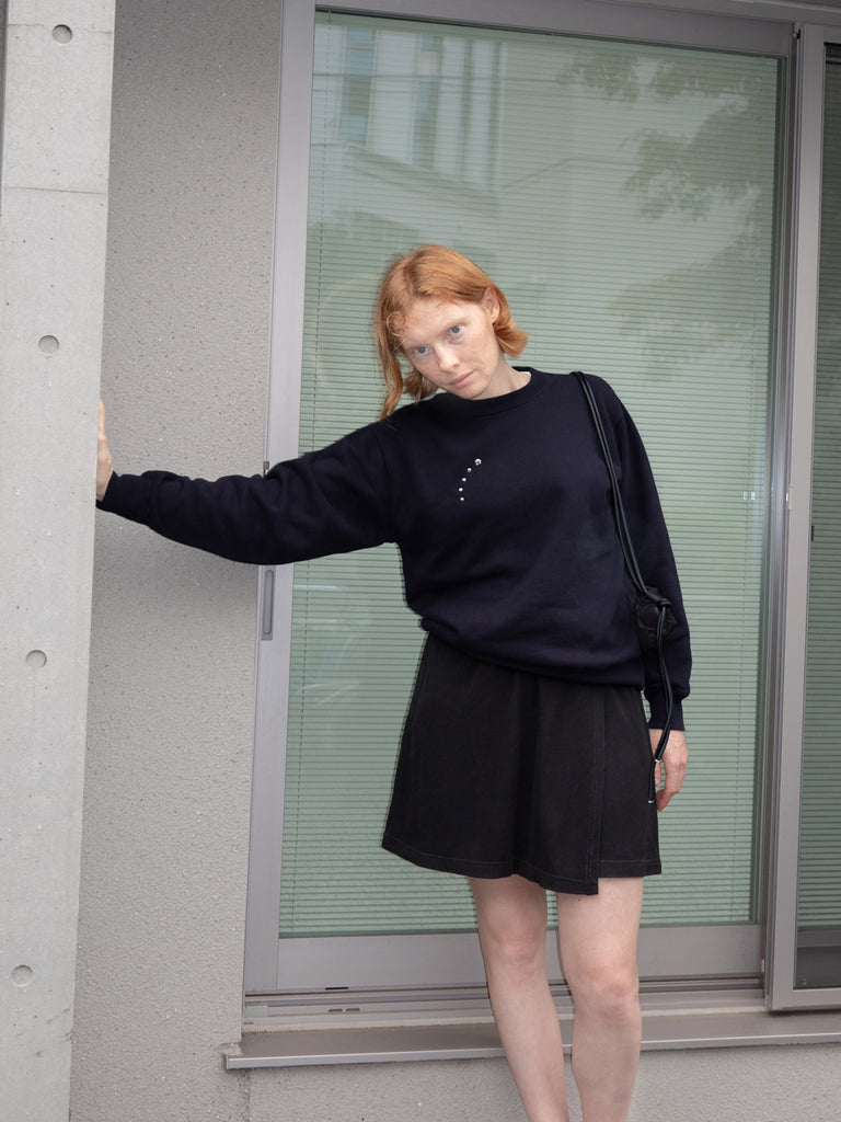 OLD FOLK HOUSE ネイビー スタッズ リラックスフィット スウェットシャツ