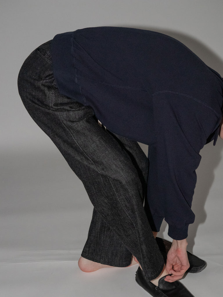 OLD FOLK HOUSE ブラック リラックスフィット デニムパンツ