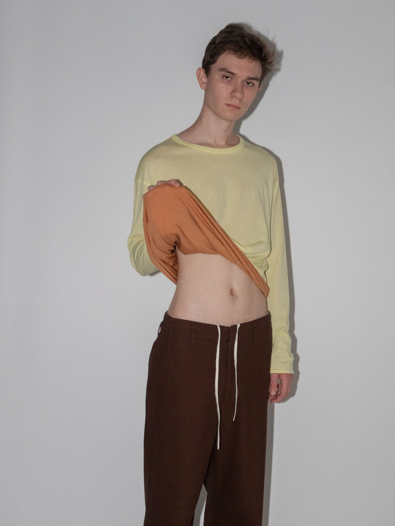 OLD FOLK HOUSE イエロー オレンジ リバーシブル 長袖 Tシャツ