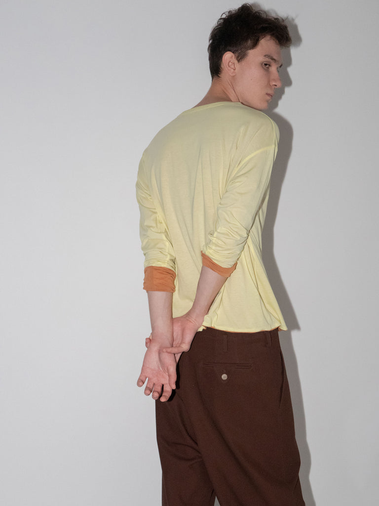 OLD FOLK HOUSE イエロー オレンジ リバーシブル 長袖 Tシャツ