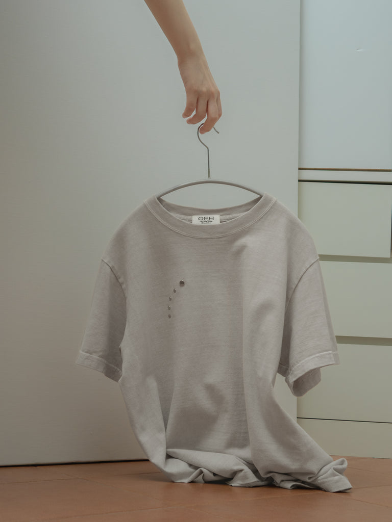 OLD FOLK HOUSE グレー スタッズ Tシャツ