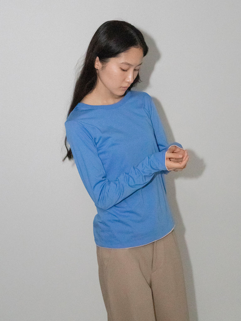 OLD FOLK HOUSE ブルー ピンク リバーシブル 長袖 Tシャツ