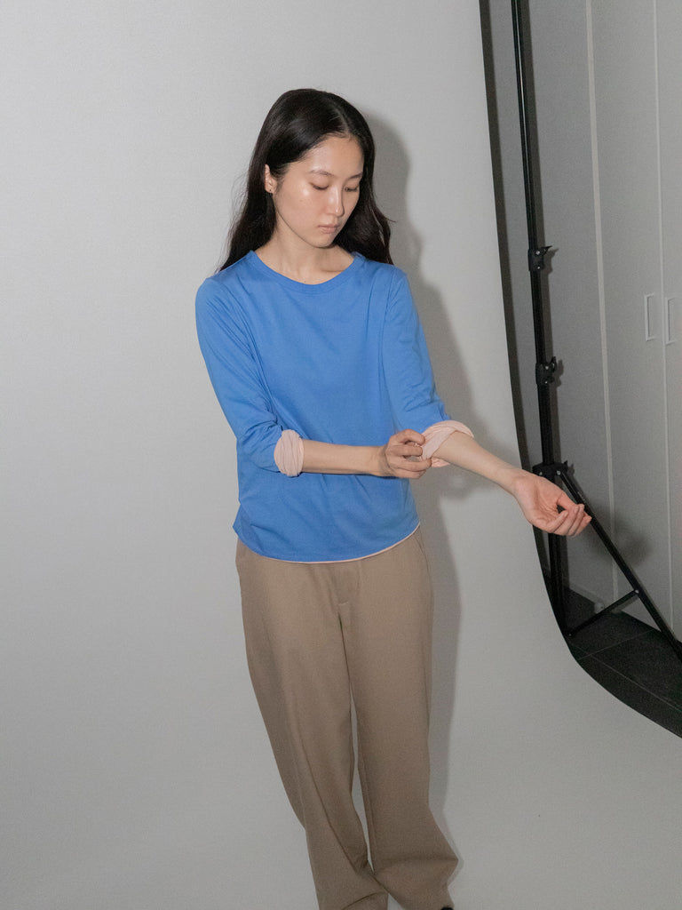 OLD FOLK HOUSE ブルー ピンク リバーシブル 長袖 Tシャツ