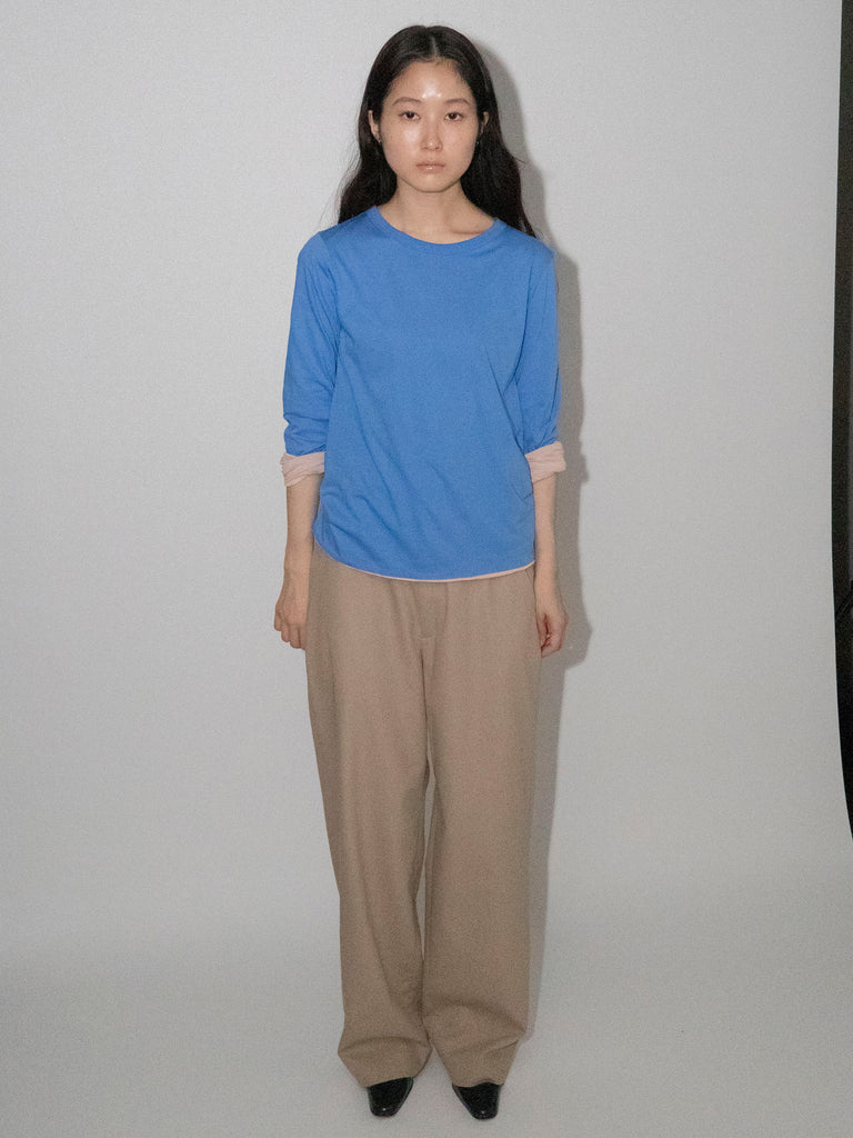 OLD FOLK HOUSE ブルー ピンク リバーシブル 長袖 Tシャツ