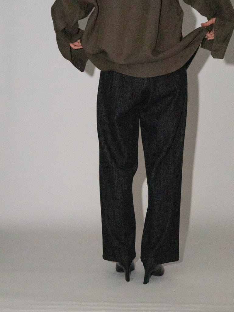 OLD FOLK HOUSE ブラック リラックスフィット デニムパンツ