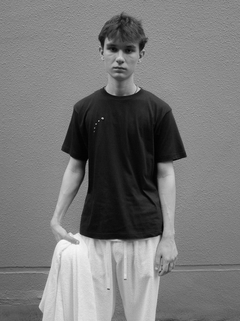 OLD FOLK HOUSE ネイビー スタッズ リラックスフィット Tシャツ